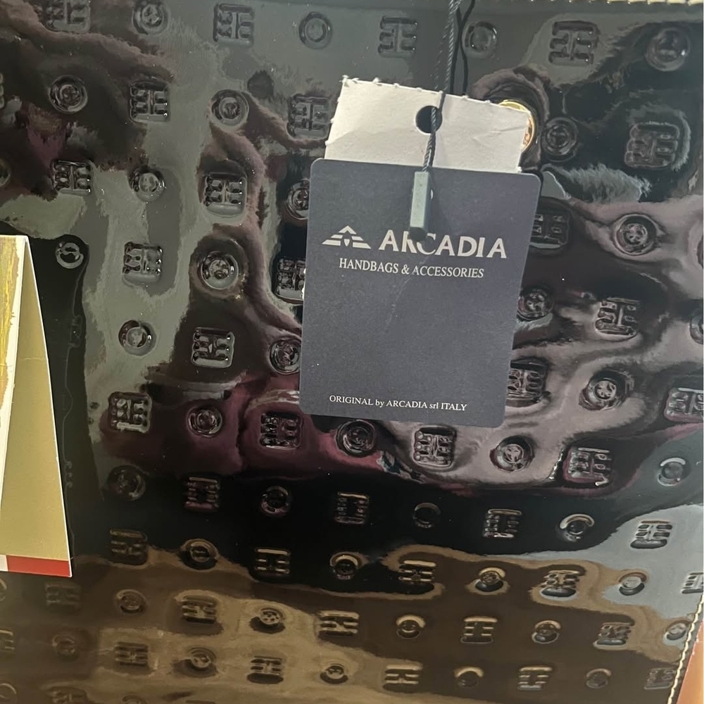Arcadia Shiny Black Embossed Handbag
